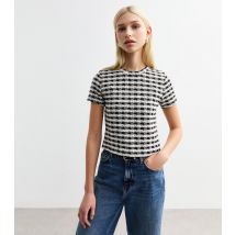 Women's Black Checked Bouclè Top New Look