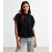 Women's Black Ruffle Babydoll Top Cutie London New Look