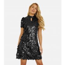 Women's Black Sequinned Tunic Dress Yumi New Look