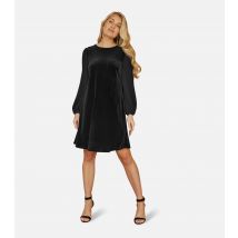 Women's Black Velvet Long Sleeved Tunic Dress Yumi New Look
