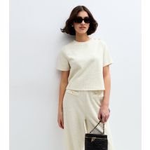 Women's Cream Bouclè Short Sleeve Top New Look