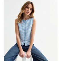 Women's Blue Textured Stripe Waistcoat New Look