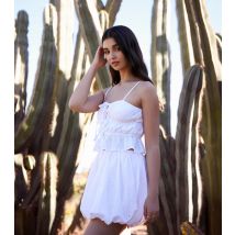 Women's White Broderie Anglaise Tie Front Cami Top Pink Vanilla New Look