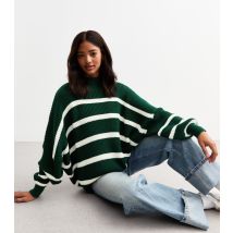 Women's Green Oversized Striped Chunky Knit Jumper Gini London New Look