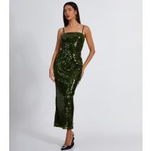 Women's Green Sequin Midaxi Dress Quiz New Look