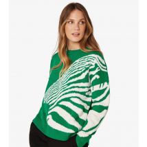 Women's Green Zebra Oversized Jumper Apricot New Look