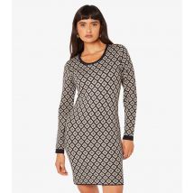 Women's Olive Geometric Diamond Knit Mini Dress Apricot New Look