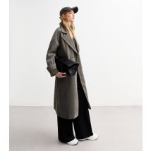 Women's Grey Longline Twill Coat Gini London New Look