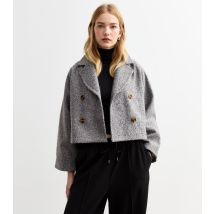 Women's Grey Double Breasted Crop Blazer Gini London New Look