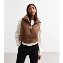 Women's Brown Quilted Gilet Gini London New Look