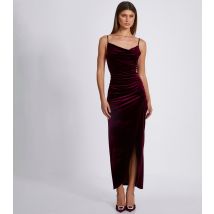 Women's Burgundy Draped Velvet Midaxi Dress Quiz New Look
