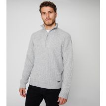 Men's Grey Barnhill Knit Quarter Zip Jumper Threadbare New Look