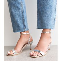 Women's Silver Strut Open Toe Sandals Public Desire New Look