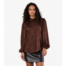 Women's Brown Leopard Satin Shirt Apricot New Look