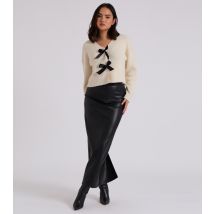 Women's Black Faux Leather Midi Skirt Urban Bliss New Look