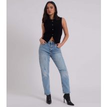 Women's Blue Ripped Mom Jeans Urban Bliss New Look