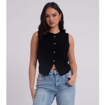 Women's Black Button Through Vest Urban Bliss New Look