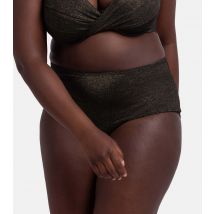 Women's Black Shimmer Effect Midi Bikini Briefs Dorina New Look