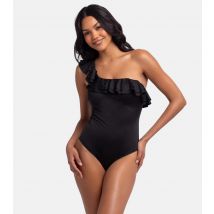 Women's Black Ruffle Trim One Shoulder Swimsuit Dorina New Look