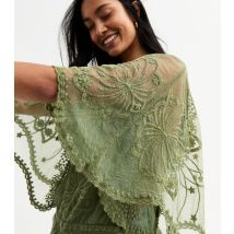 Women's Khaki Lace Floral Blouse Blue Vanilla New Look