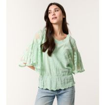 Women's Light Green Sunflower Lace Blouse Blue Vanilla New Look
