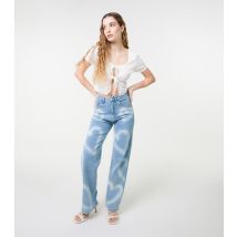 Women's Blue Spraypaint Heart Jeans Pink Vanilla New Look