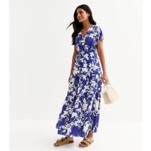 Women's Blue Floral Print Midi Dress Gini London New Look