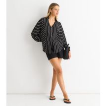 Women's Black Striped Long Sleeve Shirt Gini London New Look