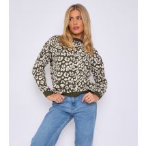 Women's Khaki Leopard Print Jumper Gini London New Look