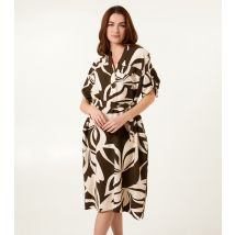 Women's Khaki Abstract Print Dress Blue Vanilla New Look