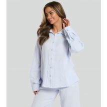Women's Loungeable Blue Textured Shirt and Trousers Pyjama Set Loungeable New Look