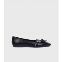 Women's Black Faux Leather Studded Ballet Pumps London Rebel New Look
