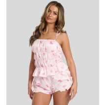 Women's Pink Satin Cowboy Boot Print Cami Top and Shorts Set Loungeable New Look