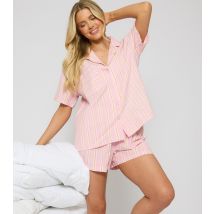 Women's Pink Striped Short Sleeve Pyjama Set Loungeable New Look