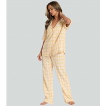 Women's Yellow Checked Shirt and Trousers Pyjama Set Loungeable New Look