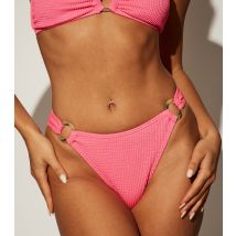 Women's Bright Pink Crinkle Texture Ring Detail Low Rise Briefs South Beach New Look