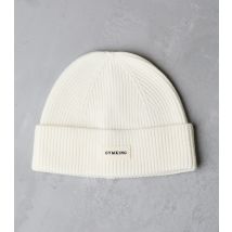 Cream Logo Ribbed Beanie Gym King New Look