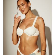 Women's White Textured U-Ring Bikini Top South Beach New Look
