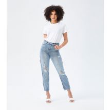 Women's Blue Ripped Mom Jeans Urban Bliss New Look