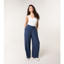 Women's Navy Shirred Waist Trousers Blue Vanilla New Look