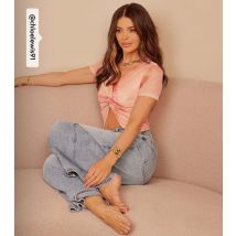 Women's Pink Printed Knotted Top Little Mistress New Look