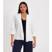 Women's Cream Scuba Crepe Cropped Sleeve Blazer Quiz New Look