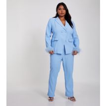 Women's Curve Blue Straight Leg Trousers Quiz New Look