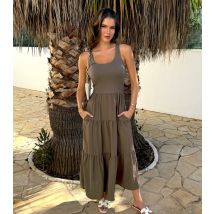 Women's Khaki Tiered Mix Maxi Dress AX Paris New Look