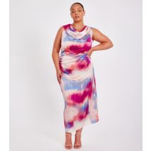 Women's Plus Size Pink Satin Cowl Neck Midi Dress Curves Quiz New Look