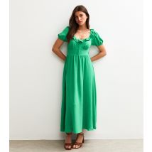Women's Bright Green Ruffle Trim V-Neck Midi Dress New Look