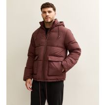 Men's Dark Brown Hooded Puffer Jacket New Look