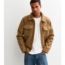 Men's Brown Regular Fit Boucle Texture Jacket New Look