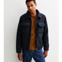 Men's Navy Regular Fit Boucle Texture Jacket New Look