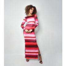 Women's Red Striped Jersey Split Maxi Dress WKNDGIRL New Look